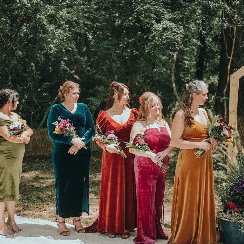 Jenny Yoo Andi Velvet Wrap Bridesmaids Dress in Marigold - Picture 4 of 4